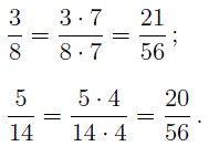 Libro de referencia electrónico sobre matemáticas para escolares aritmética reducción de fracciones al mínimo común denominador factores adicionales