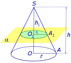 Площадь сечения конуса плоскостью перпендикулярной к оси конуса